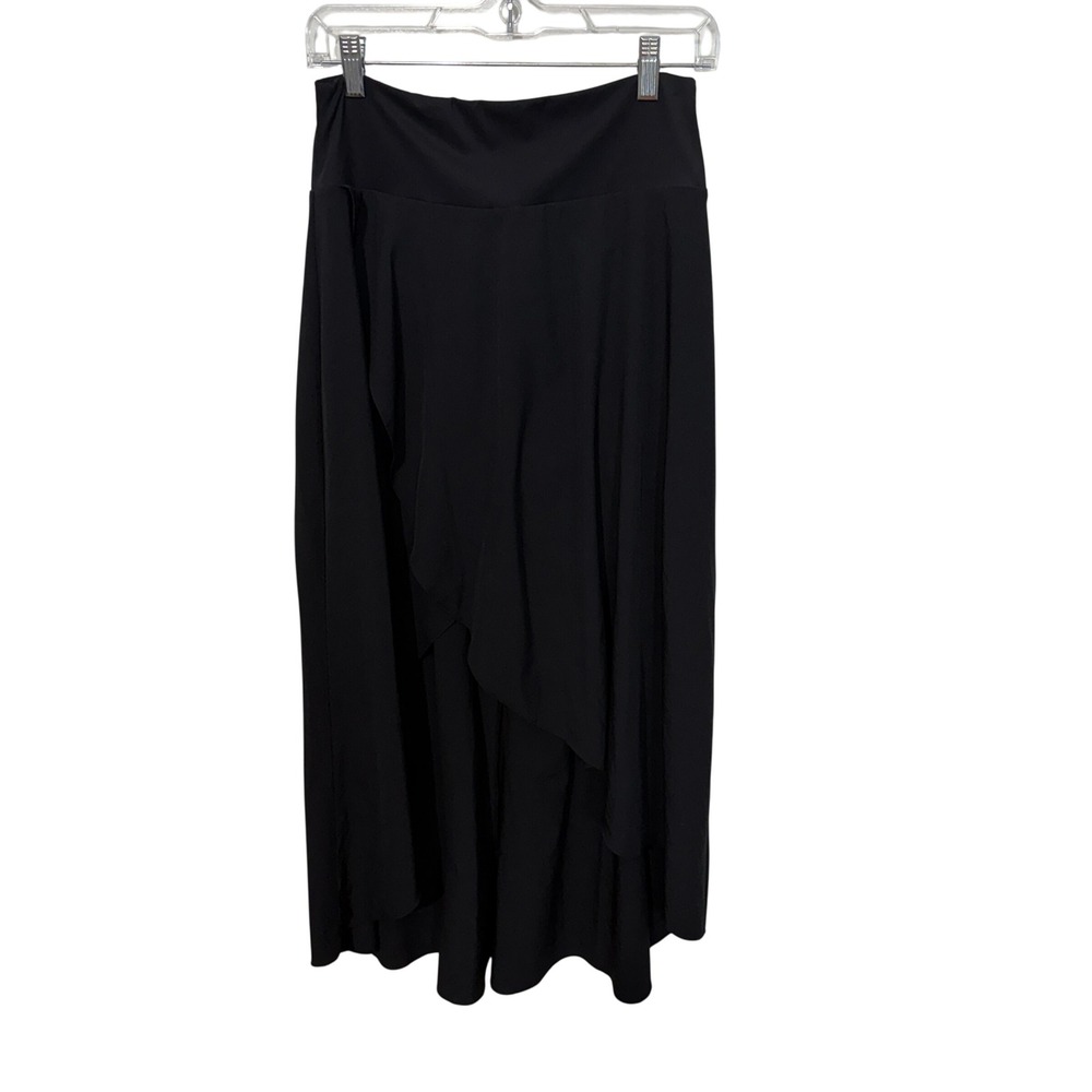 Halara Maxi Skirt Womens Medium Black High Low Ruffle Stretch Flowy Skirt